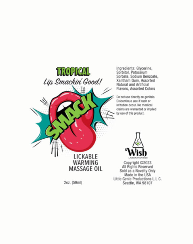 Smack Warming and Lickable Massage Oil - Strawberry 2 Oz