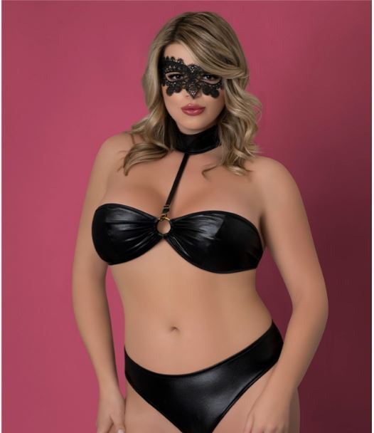 Sinful bandeau w/ removable choker panty & mask set 2xl