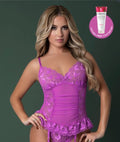 Butterfly fantasies basque & cheeky panty purple glow s/m