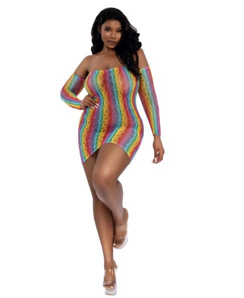 Mini dress with arm warmers rainbow osq