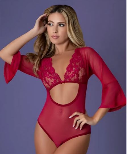 Sleeve 3/4 playsuit cherry l