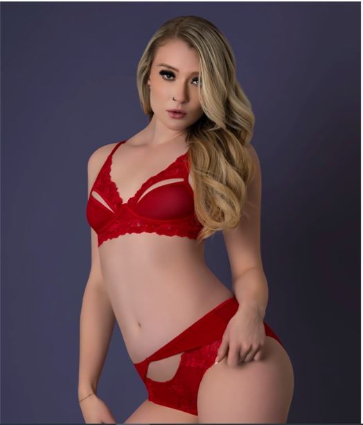 Rush bra & panty set red l