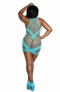 Mesh & opaque knit tur x knit mini dress tur x