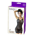 Lace fishnet mini dress black