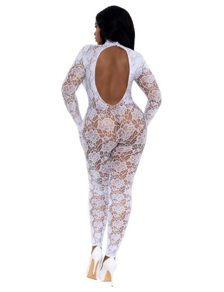 Dreamgirl plus white gloved bodystocking osq