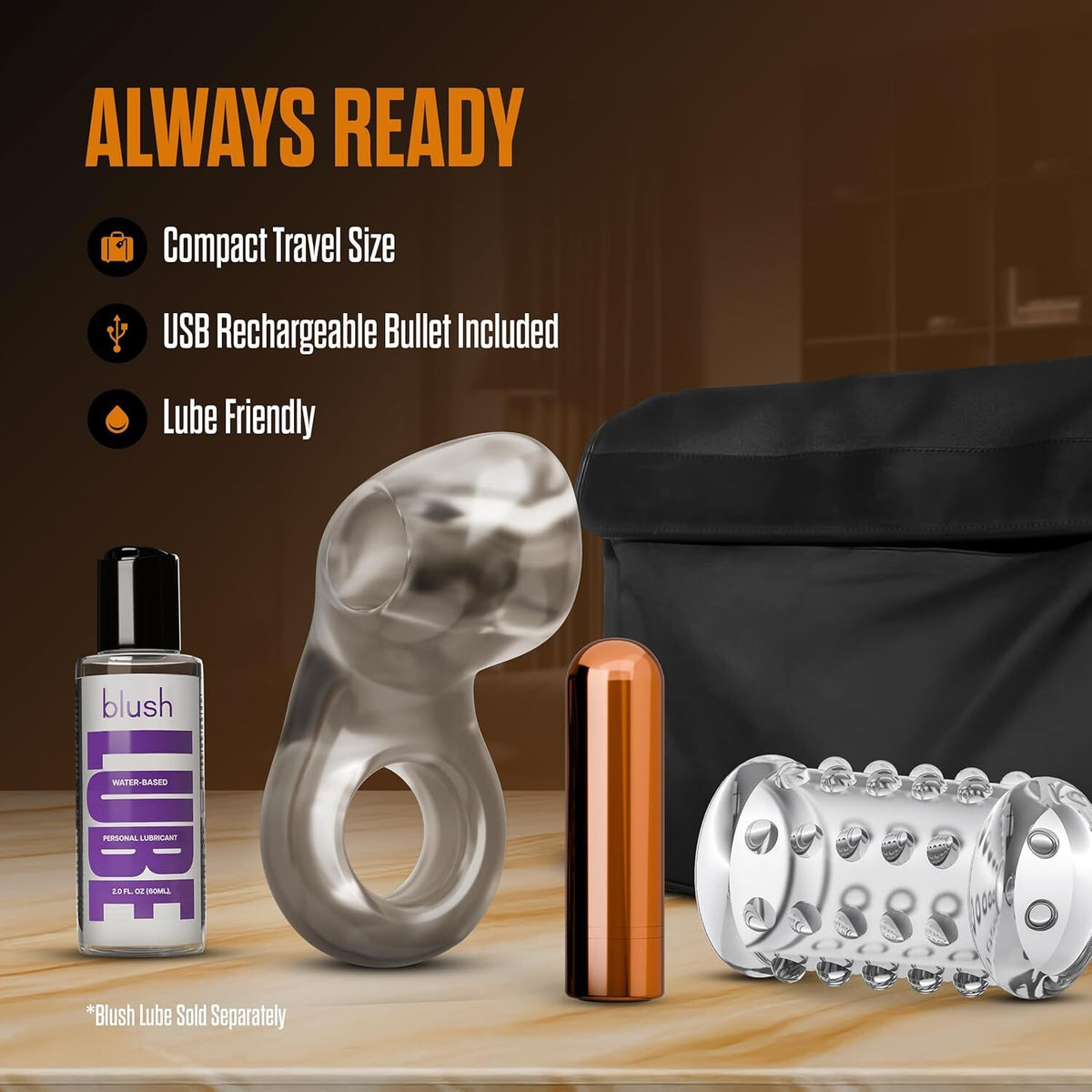 Stay Hard Vibrating Cock Ring Set with Sleeve